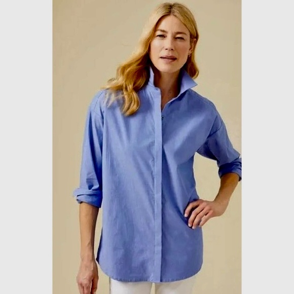 NWT!! J. MCLAUGHLIN Larrie Blouse Shirt Buttondown French Blue Coastal Small - Picture 6 of 15